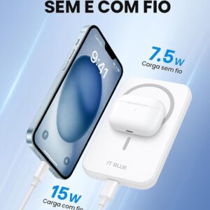 Power Bank Indução 5.000mAh Turbo, Carregador Portátil Magnético, Carregamento Ultra Rápido, Leve e Compacto, Compatível Com Todo Celular Com Carregamento Mag - Linha Premium - Branco - Imagem 4