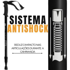 BASTAO DE CAMINHADA AJUSTAVEL ANTI-SHOK ULTRALEVE NAUTIKA PRETO - Imagem 5