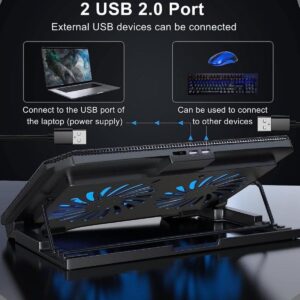 Suporte Para Notebook Com Cooler Duplo Silencioso Com 8 Níveis de Ajuste Ergonômico, Saída USB Adicional e Iluminação Interna Base Para Notebook de Até 17 Polegadas - Imagem 4