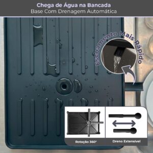 Decolab Escorredor de Louça Duplo Ferro Resistente com Bandeja de Escoamento Automático 360°para Bancada com Porta Talheres Removível e Compacto (Preto, 1 Andar) - Imagem 9