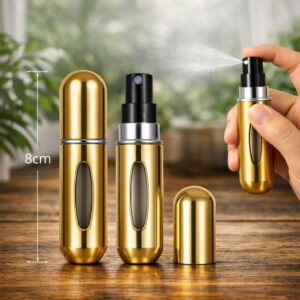 Kit 3 Porta Perfume Recarregável 5ml – Frascos Spray Portáteis, Compactos à Prova de Vazamento Ideal para Viagem, Bolsa e Uso Diário – Cores Sortidas Premium - Imagem 2
