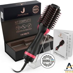 Escova Secadora Modeladora Jimmystore 1000W Íons Anti-Frizz Alisadora 3 em 1 110V Preta - Imagem 7