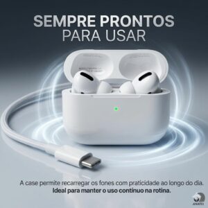 Fone De Ouvido Bluetooh, Sem Fio, Resistente, Compatível Com Todo Celular, Cancelamento Ruído, Bateria Até 16 Horas, Microfone Para Chamadas, Controle Touch, Conecta no Notebook - Linha Premium - Imagem 3
