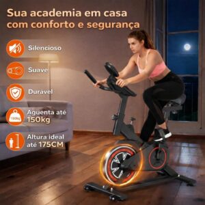 Bicicleta Ergométrica Bike Spinning | para Treino em Casa e Academia, Silenciosa, Ajustável, Confortável, Ideal para Cardio e Emagrecimento, Linha Fitness Premium - Imagem 4