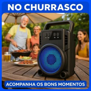 Caixa de Som Portátil Super Potente, Caixa de Som Bluetooth, Conexão USB, Cartão de Memória, Cabo P2, Som Limpo e Potente, Perfeita Para Viagens, Festas, Praia, Botões de Controle, Impermeável - Imagem 7