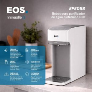 Purificador de Água Eos Mineralle Slim Touch Eletrônico Branco Epe08b Bivolt - Imagem 5