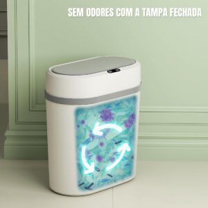 Lixeira 12 litros grande automática com sensor inteligente de aproximação para abrir e fechar - Imagem 7