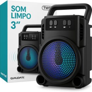 Caixa de Som Portátil Super Potente, Caixa de Som Bluetooth, Conexão USB, Cartão de Memória, Cabo P2, Som Limpo e Potente, Perfeita Para Viagens, Festas, Praia, Botões de Controle, Impermeável - Imagem 1
