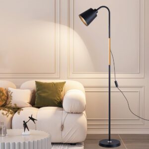 Luminária de Piso com Pescoço Flexível – 160cm de Altura 110V-220V– Base Pesada em Metal – Interruptor no Cabo – Lâmpada 5W Inclusa – Para Quarto, Sala ou Escritório – Cor Preta (Preto) - Imagem 1
