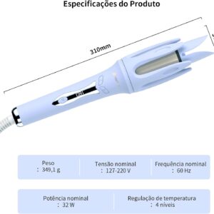 Modelador de Cachos Automático com LCD, 3 Temperaturas Ajustáveis 160°C 180°C 200°C, Revestimento Cerâmico com Óleo, Rotação Esquerda e Direita, Aquecimento Rápido, Cabo Giratório, para Cabelos Curtos Médios e Longos - Imagem 9