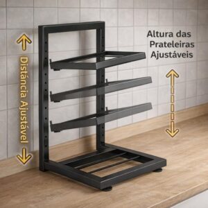 Organizador de Panela 3 Andares em Metal | Suporte Vertical para Armazenamento de Panelas, Tampas, Cozinha | Ótimo para Apartamento e Ambientes Pequenos, Organizador de Panelas Premium - Imagem 7
