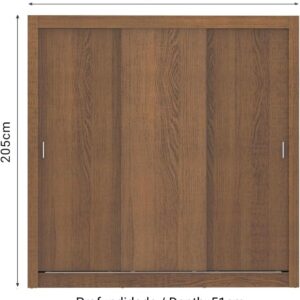 Guarda Roupa Casal Madesa Mônaco 3 Portas de Correr - Rustic - Imagem 3