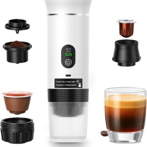 Máquina de Café Portátil 3 em 1, Cafeteira Expresso Portátil Elétrico com Bateria 2500mAh, Display Digital, Compatível com Cápsulas e Pó, 72W, 150ml, Branco - Imagem 6