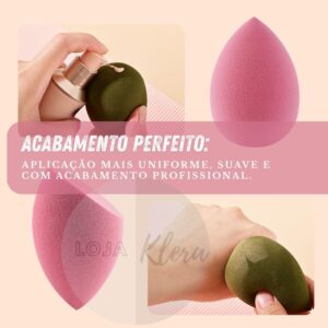 Kit Esponjas e Pincel para Maquiagem Profissional com Estojo – 1 Pincel Hexagonal, 1 Esponja Cogumelo, 2 Esponjas Gota 3D – Aplicação de Base, Corretivo, Contorno, Pó, Blush e Iluminador - Imagem 3