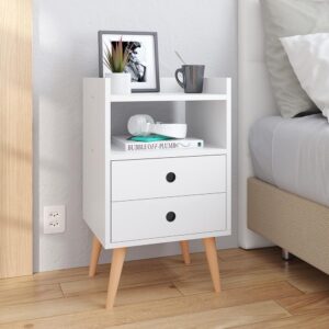 Kit 2 Mesinhas de Cabeceira Retrô Jogo Mesa Canto Lateral Cama Gavetas Nicho Decorativo Aparador Quarto Casal Dream - RPM (BRANCO) - Imagem 2