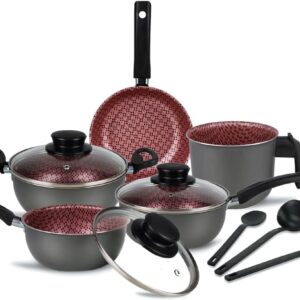 Conjunto Panelas Dona Chefa 8 Peças | Elegan Prime, Grafite com Rosa - Imagem 1