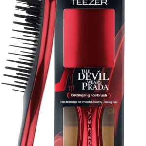 Tangle Teezer - Escova de cabelo desembaraçadora The Mini Ultimate Detangler para todos os tipos de cabelo, ideal para o uso em fios úmidos. Cor: Vermelho metalizado -Diabo Veste Prada 2 - Imagem 1