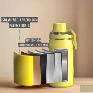 Garrafa Térmica, Tampa Antivazamento, com Canudo e Alça, Base Antiderrapante, Parede Dupla em Inox que Conserva Líquidos Quentes e Frios por Horas (Roxo, 350ml) - Imagem 9