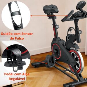 Bicicleta Ergométrica Bike Spinning | para Treino em Casa e Academia, Silenciosa, Ajustável, Confortável, Ideal para Cardio e Emagrecimento, Linha Fitness Premium - Imagem 6
