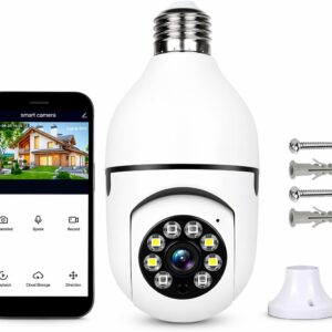Câmera Lampada De Segurança Inteligente Ip Wifi Com Visão Noturna Vigilancia Interna Externa Giratoria Espiã 360º Cor Branco - Imagem 1