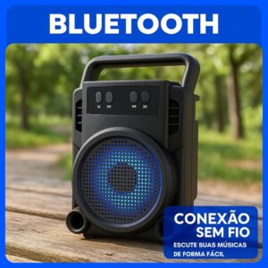 Caixa de Som Portátil Super Potente, Caixa de Som Bluetooth, Conexão USB, Cartão de Memória, Cabo P2, Som Limpo e Potente, Perfeita Para Viagens, Festas, Praia, Botões de Controle, Impermeável - Imagem 2