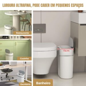 Lixeira 12 litros grande automática com sensor inteligente de aproximação para abrir e fechar - Imagem 3