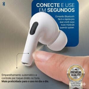 Fone De Ouvido Bluetooh, Sem Fio, Resistente, Compatível Com Todo Celular, Cancelamento Ruído, Bateria Até 16 Horas, Microfone Para Chamadas, Controle Touch, Conecta no Notebook - Linha Premium - Imagem 5