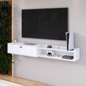 Rack Bancada Suspensa 1.8 Estante Home Supremo King Tv 70 Pol. 1 Porta Nicho Organizador Sala Quarto - Lojas RPM (Branco) - Imagem 3