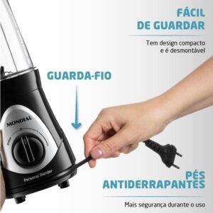 Liquidificador Mondial Personal Blender 300w 127v | Preto, 78670-01 - Imagem 6