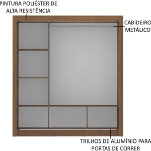 Guarda Roupa Casal Madesa Mônaco 3 Portas de Correr - Rustic - Imagem 6