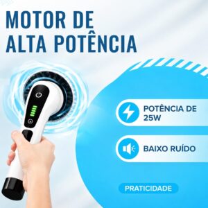 Esfregão Profissional Giratório 9 em 1 Recarregável Mop 360º Potente Portátil Cabo Extensível - Escova Multiuso Elétrica Azulejo Banheiro Cozinha Piso Premium - Imagem 3