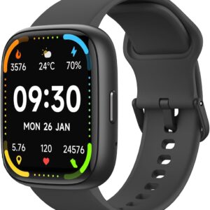 Bettdow SmartWatch, relogio smartwatch com Ecrã tátil e Alexa, à prova d'água IP68, relogio feminino e masculino, com 100+ modo esportivo e recebimento de notificações(preto) - Imagem 1
