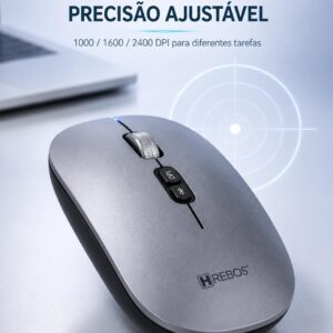 Mouse Sem Fio Bluetooth, Recarregável, Ergonômico, Ultra Fino Bluetooth USB-C DPI Ajustável 1600 Compacto, Silencioso para Notebook, PC, Mac, Trabalho, Escritório, Profissional - Imagem 5