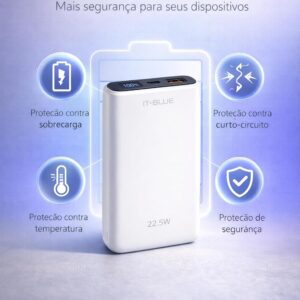 Power Bank 10000 mAh, Carregador Portátil Turbo 22,5W, Display de Led Indicador de Bateria, Entrada USB e Tipo C, Tecnologia Power Delivery, Carregamento Super Rápido - Max-0561 (Preto ou Branco) - Imagem 6