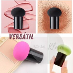 Kit Esponjas e Pincel para Maquiagem Profissional com Estojo – 1 Pincel Hexagonal, 1 Esponja Cogumelo, 2 Esponjas Gota 3D – Aplicação de Base, Corretivo, Contorno, Pó, Blush e Iluminador - Imagem 5