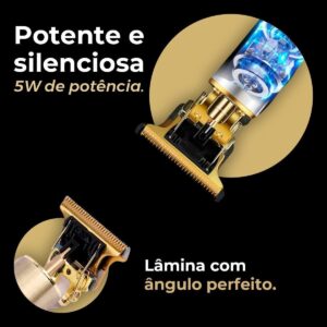Máquina Profissional Dragão Acabamento Sem Fio Cabelo Barba Pezinho Personalizada Com Limitador de Lamina Ajustável Recarregável 4 Pentes Óleo Escovinha Kit Conjunto Aparador Acabamento - Imagem 4