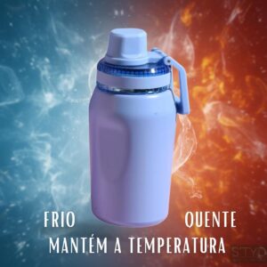 Garrafa Térmica, Tampa Antivazamento, com Canudo e Alça, Base Antiderrapante, Parede Dupla em Inox que Conserva Líquidos Quentes e Frios por Horas (Roxo, 350ml) - Imagem 5