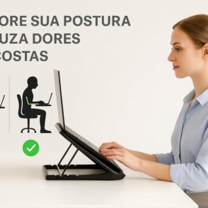 Suporte Para Notebook Com Cooler Duplo Silencioso Com 8 Níveis de Ajuste Ergonômico, Saída USB Adicional e Iluminação Interna Base Para Notebook de Até 17 Polegadas - Imagem 7