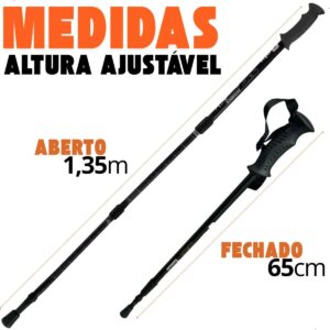 BASTAO DE CAMINHADA AJUSTAVEL ANTI-SHOK ULTRALEVE NAUTIKA PRETO - Imagem 4