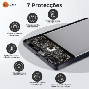 Basike Power Bank, 5000mAh Carregador Ultrafino e Portátil Universal por Indução, PD20W Carregamento Rápido, Compatível com MagSafe, 1 Saída USB C (Cinza, 5000mAh) - Imagem 5