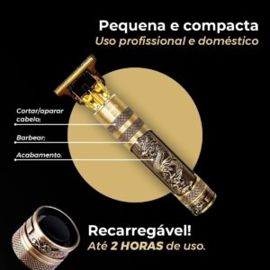 Máquina Profissional Dragão Acabamento Sem Fio Cabelo Barba Pezinho Personalizada Com Limitador de Lamina Ajustável Recarregável 4 Pentes Óleo Escovinha Kit Conjunto Aparador Acabamento - Imagem 3