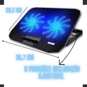 Suporte Para Notebook Com Cooler Duplo Silencioso Com 8 Níveis de Ajuste Ergonômico, Saída USB Adicional e Iluminação Interna Base Para Notebook de Até 17 Polegadas - Imagem 5