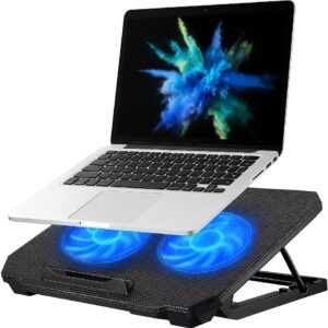 Suporte Para Notebook Com Cooler Duplo Silencioso Com 8 Níveis de Ajuste Ergonômico, Saída USB Adicional e Iluminação Interna Base Para Notebook de Até 17 Polegadas - Imagem 1
