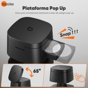 Carregador Sem Fio 4 em 1 Basike - Carregador por Indução15W Rápido Compatível para iPhone 16/15/14/13 Series, Apple Watch, AirPods com Luz de Noturna (Preto) - Imagem 4