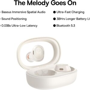 Fone de Ouvido Sem Fio Baseus Encok WM03 50horas V5.3 (Branco) - Imagem 7