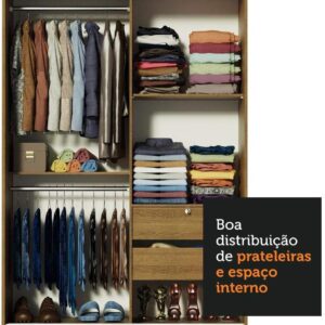 Guarda-roupa Solteiro Madesa Luke 2 Portas de Correr de Madeira - Rustic - Imagem 6