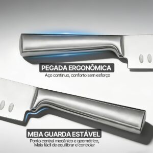 Conjunto de Facas, Jogo de 7 Peças para Cozinha | Facas de Aço Inoxidável 3CR13, Extremamente Afiadas, Corte Preciso para Cozinhar, Fatiar, Picar e Cortar em Cubos - Imagem 5