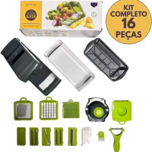 Fatiador Cortador Ralador De Legumes Frutas Verduras Kit Completo 16 Peças Pot Acvrílico Laminas Aço Inox Para Saladas Acessório Para Cozinha DUPIN - Imagem 2