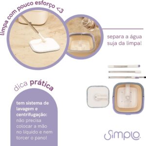 Mop Giratório Simplo | Água Nova, com Balde e Esfregão - Imagem 6