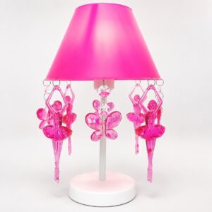 Abajur Infantil Luminária de Mesa Borboletas Bailarinas Decoração Quarto Bebê Menina Rosa Pink Acrílico Branco - Imagem 6
